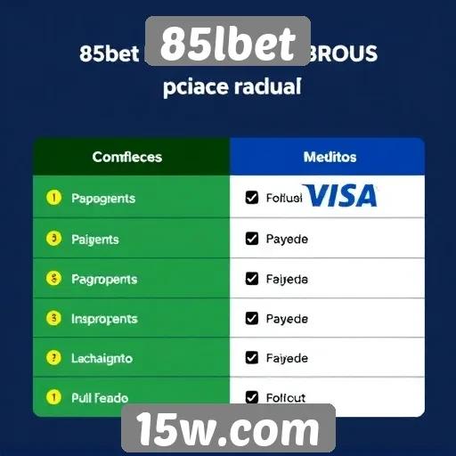 Métodos de pagamento aceitos na 85lbet